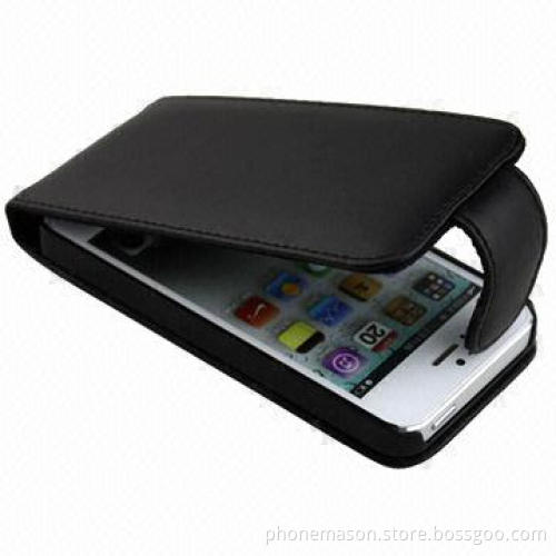 Black Leather Flip Case Cover for iPhone 5